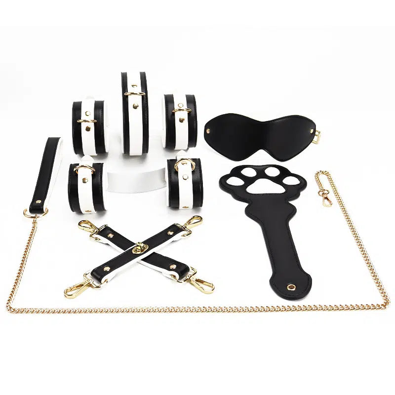 Sensual Feline Restraint Ensemble with Cat Claw Tease Paddle